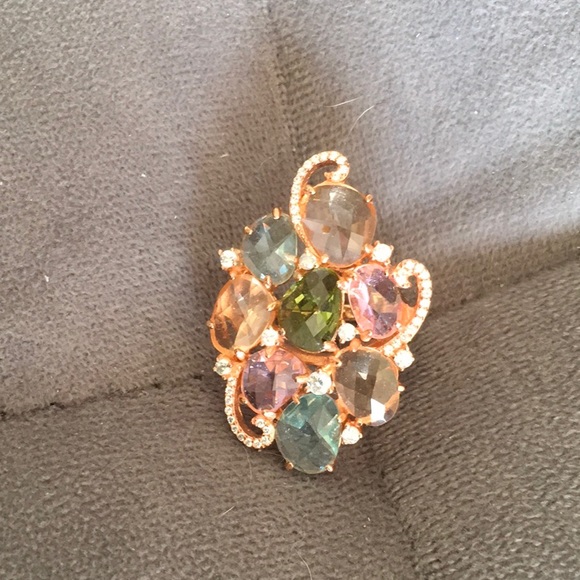 Genevive Multi-Color CZ Cluster Ring - Picture 3 of 5
